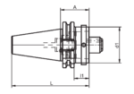 Steep Taper 50 (CAT/ANSI) Spindle to HSK-A/C50 Tool Adapter (Click image to enlarge)
