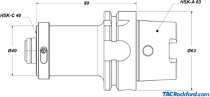 Reducing Adapter, HSK-A63 spindle to HSK-A/C 40