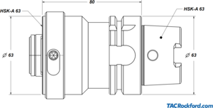 Extension Adapter, HSK-A/C 63 spindle to HSK-A/C 63, L=80